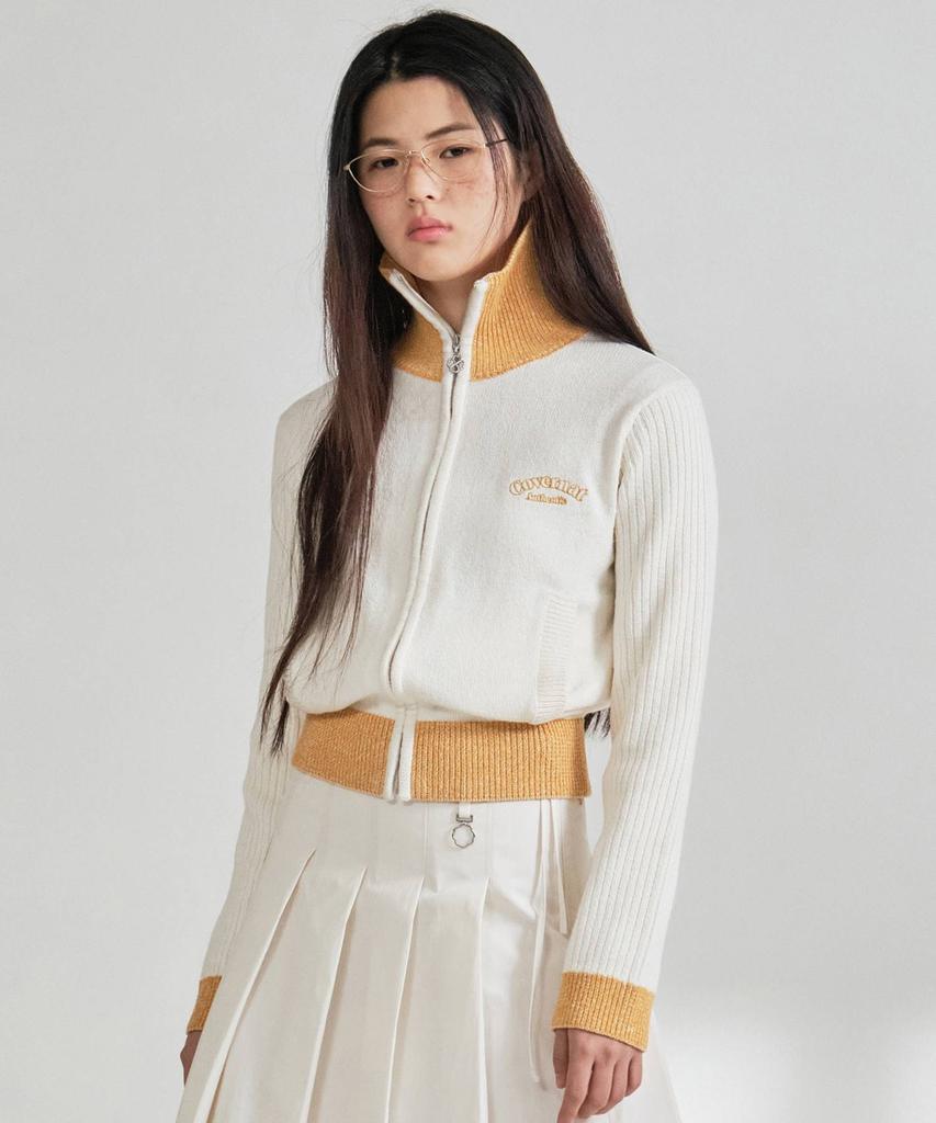 COVERNAT WOMAN High-Neck Zip-Up Knit Ivory