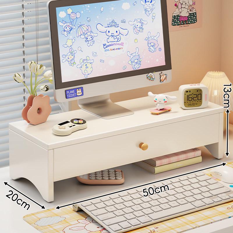 Desktop Monitor Riser Stand with Storage Drawer and Organizer