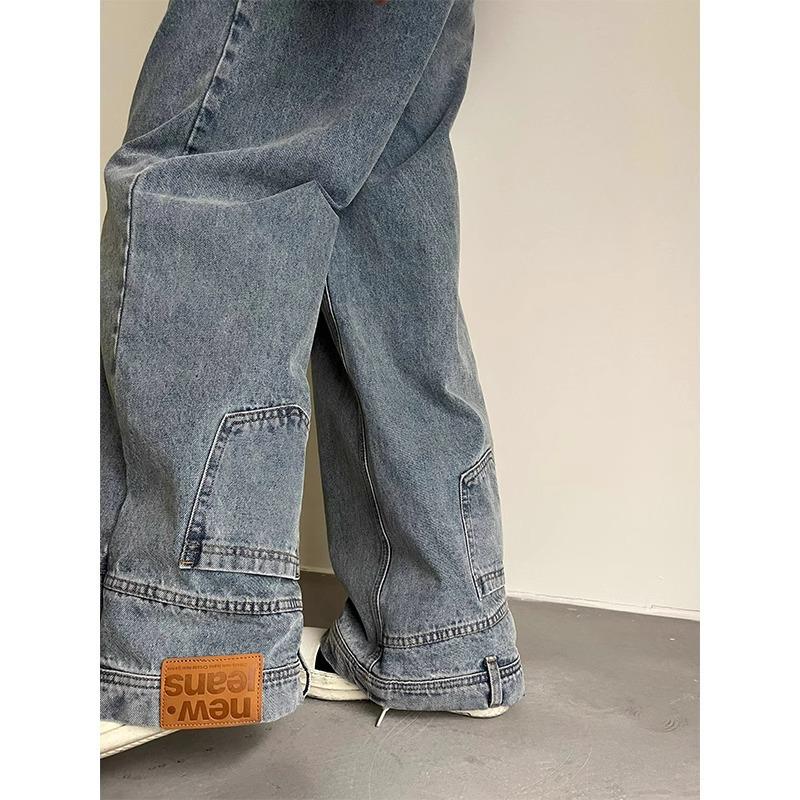 Men's Inverted Design Loose Straight Jeans - Urban Hiphop Style
