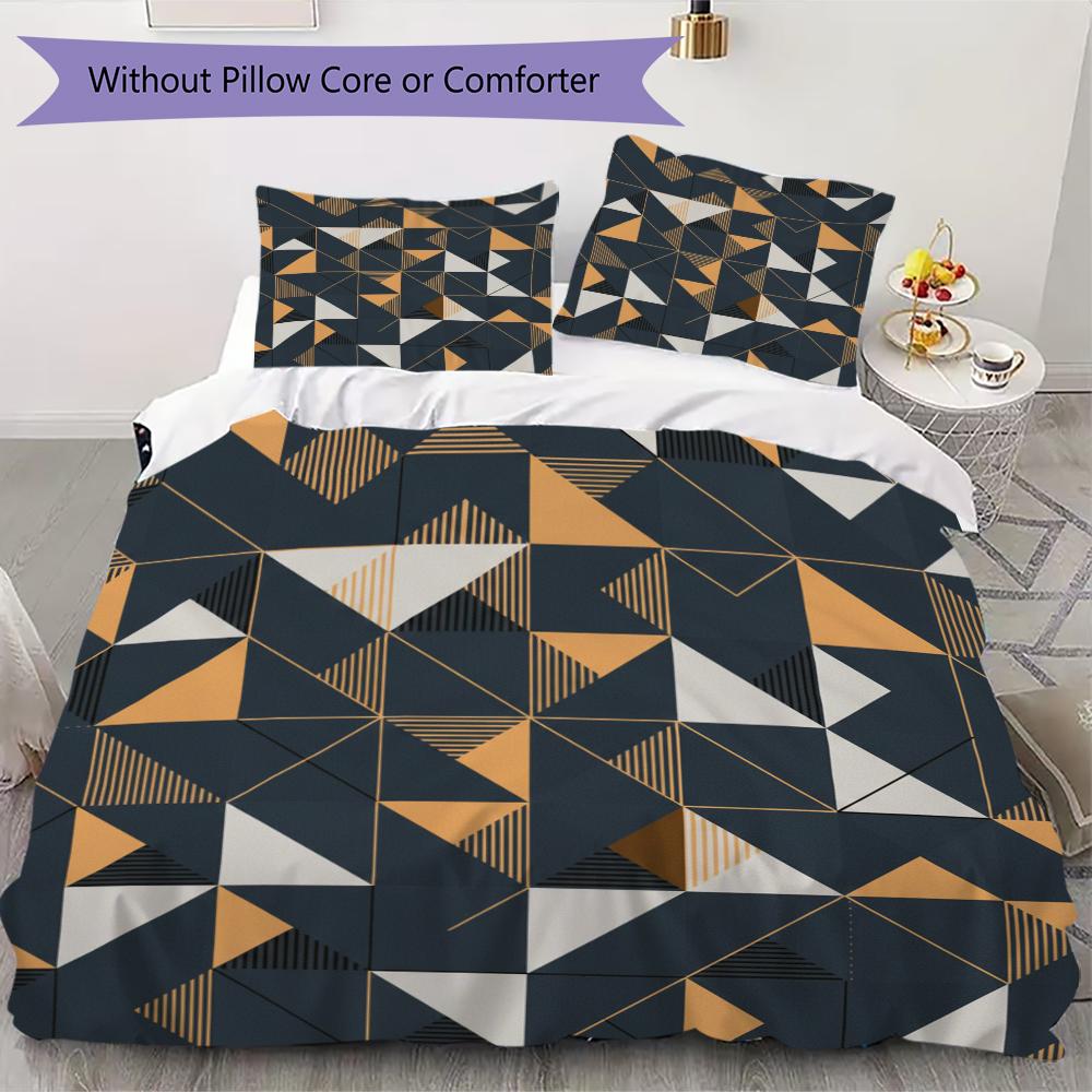 Einfaches Geometrisches Muster Bettwäsche-Steppdecken-Set Steppdecke Kissenbezug Heimdekoration Geburtstagsgeschenk (1 Bettbezug + 2 Kissenbezüge (ohne Füllung))20