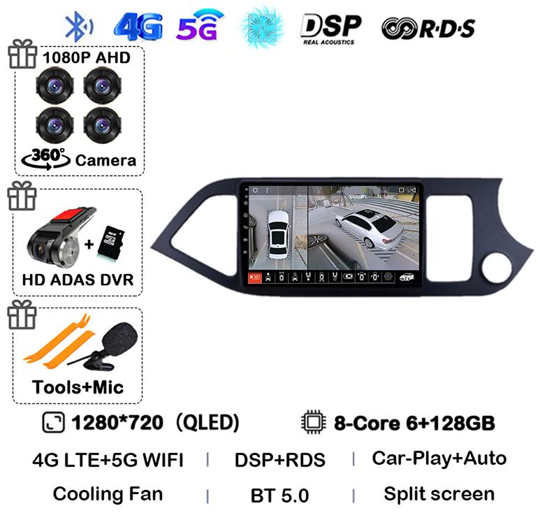 Android 14 WIFI+4G Carplay For KIA PICANTO Morning 2011 2012 2013 2014 2015 2016 RHD Car Radio GPS Multimidia Player Head Unit