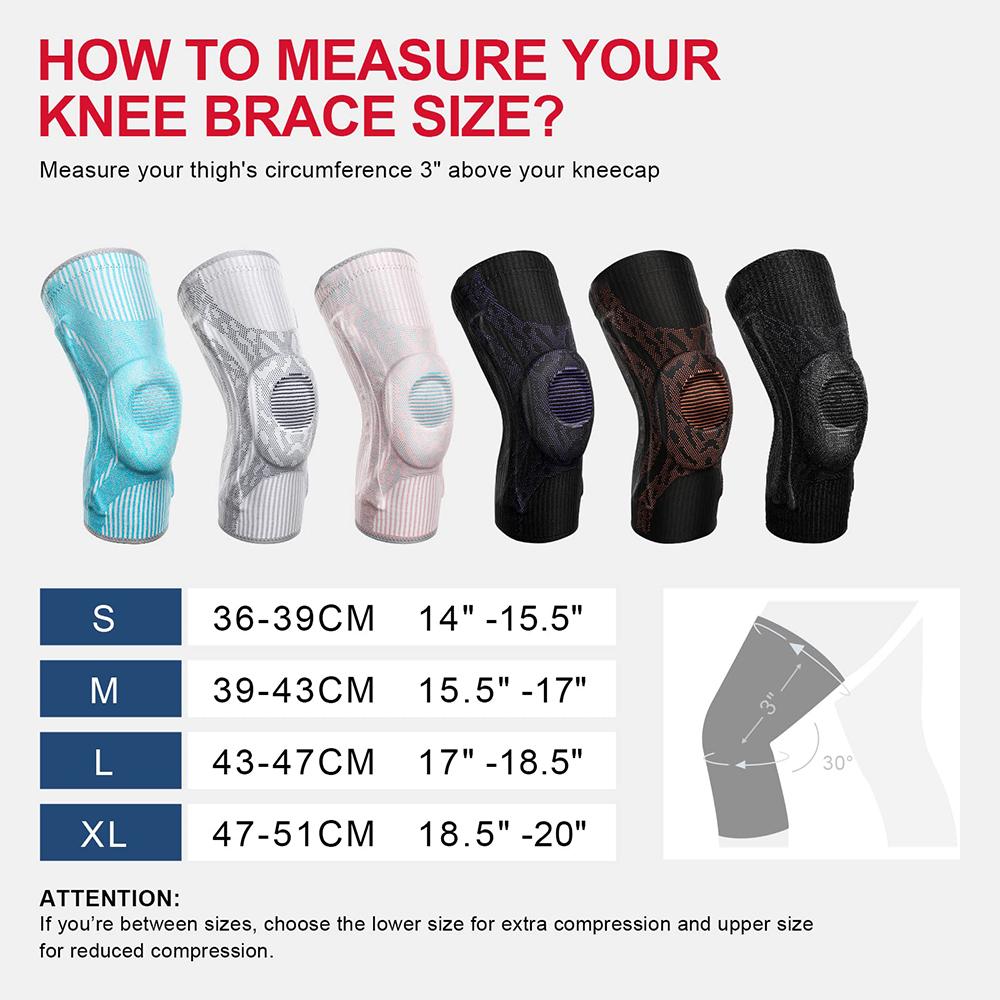 Bracetop 1Pcs Knee Brace Compression Knee Sleeve Gel Pad Support & Side Stabilizers For Patella Tendon Stabilizing,Meniscus Tear