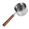 Soup Pot with Wood Handle Milk Warmer Small Soup Pot for Coffee Tea Soup Warming