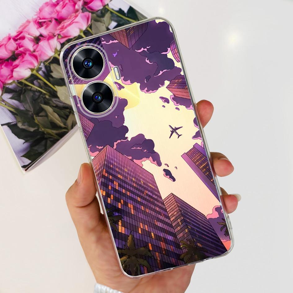 For Realme C55 Case RMX3710 Transparent Cover Fashion Patterns Soft Silicone Phone Cases For Realme C55 4G C 55 RealmeC55 Fundas