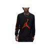 Jordan Logo Print Knit Crew Neck Pullover Long Sleeve T-Shirt Men Tops Black Team-Orange FZ1990-010