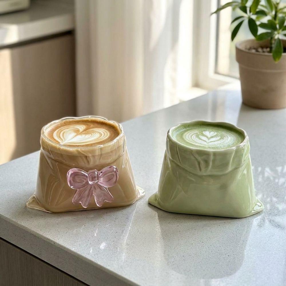 Transparent Cloth Bag Shaped Mug Large Capacity Milk Glass Cup Tea Cup Espresso Cup  Home Office