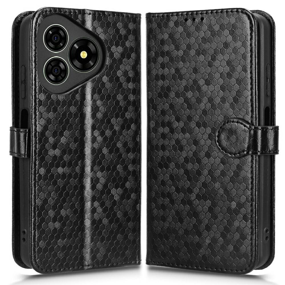 

For Ulefone Note 19 Wallet Case Dot Pattern Imprint PU Leather Phone Cover Black