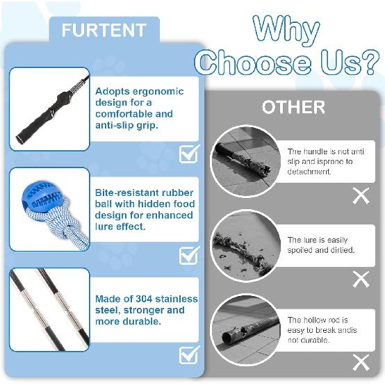 Flirt Pole for Dogs Interactive Dog Pole Toy for Large Medium Small Dogs, Sports Dog Teaser Pole for Tug of War, Flirt Pole with Lure Ball (Standard