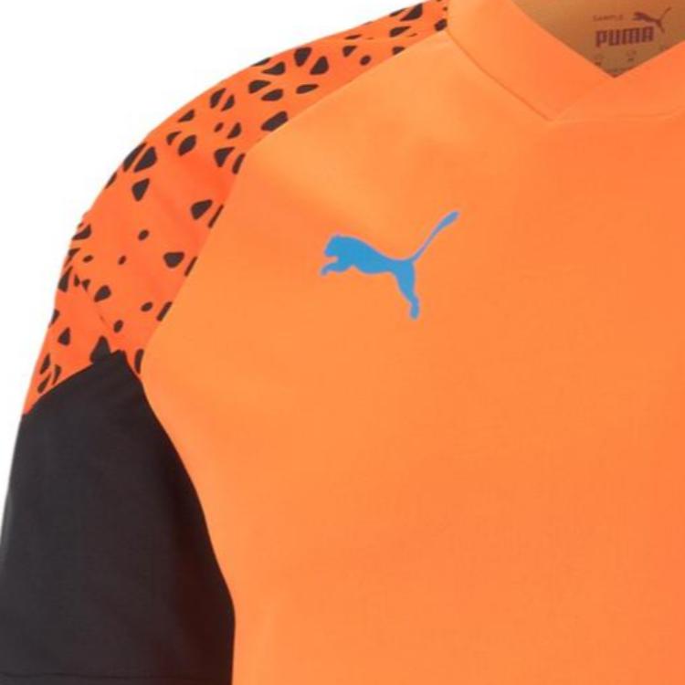 PUMA Individualcup Training Jersey with V-Neck and Short Sleeves Men Tops Orange 658289-50