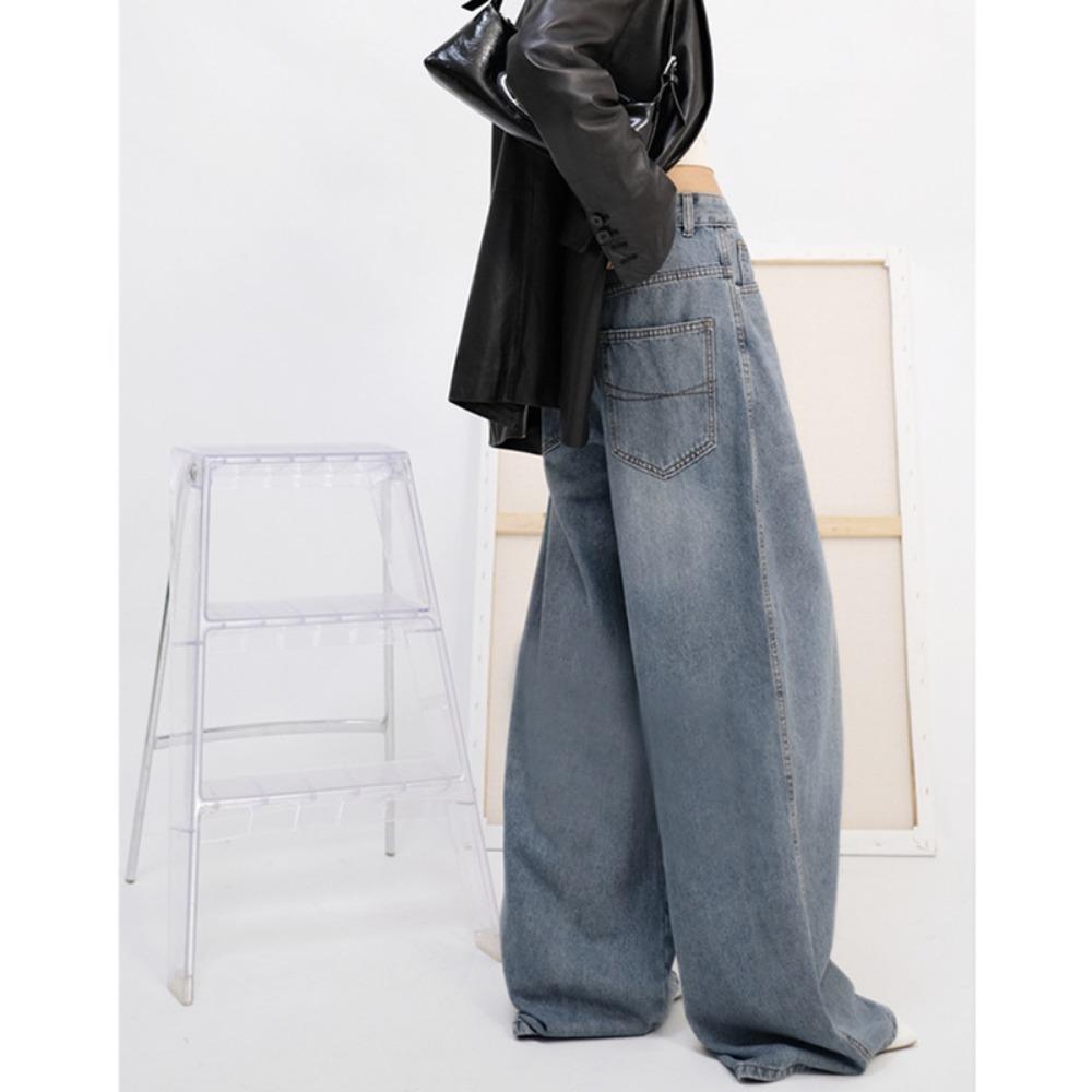 Líný vítr volné široké nohavice splývavé k podlaze džíny dámské jarní a podzimní nové trendy džíny s vysokým pasem příliv