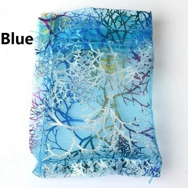 

100pcs New Fashion Creative Glitter Jewelry Pouch Sheer Organza Bags Gift Packaging Empty Bag Wedding Party Decor Candy Bags 7x9CM синий