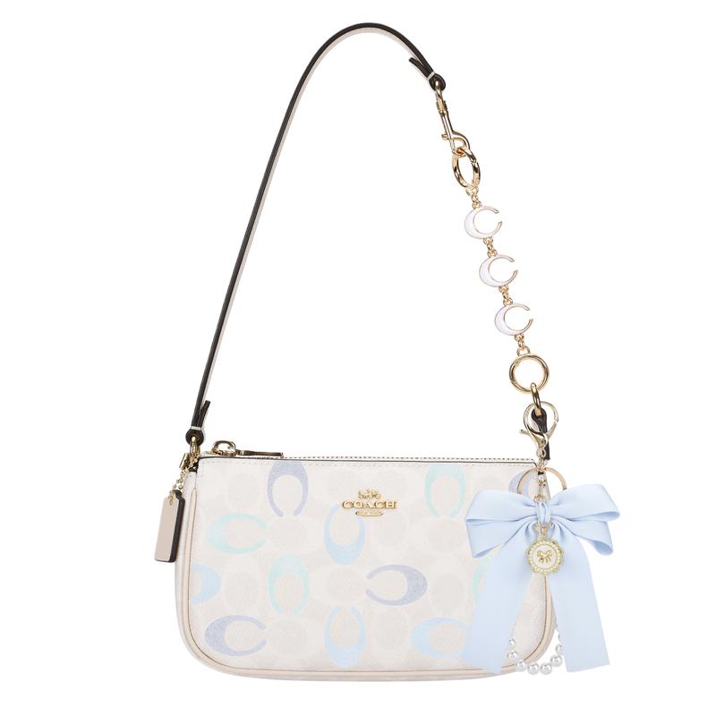 

COACH shoulder bag [Customized Bag] Nolita 19 Slow Carving Classic Presbyopia Print Fashion Commuting Trendy Versatile Symphony square gift bag style білий
