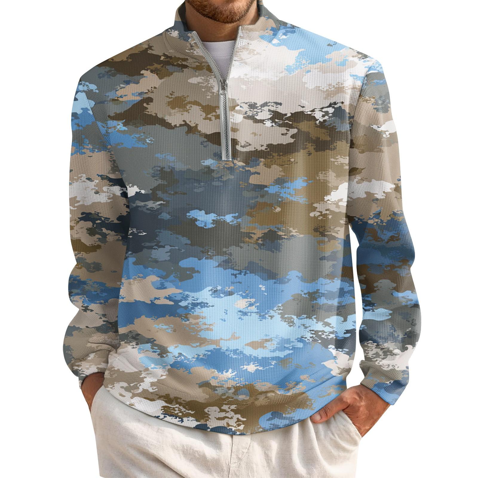 

Мужской короткий пуловер на молнии с высоким воротником и длинными рукавами L