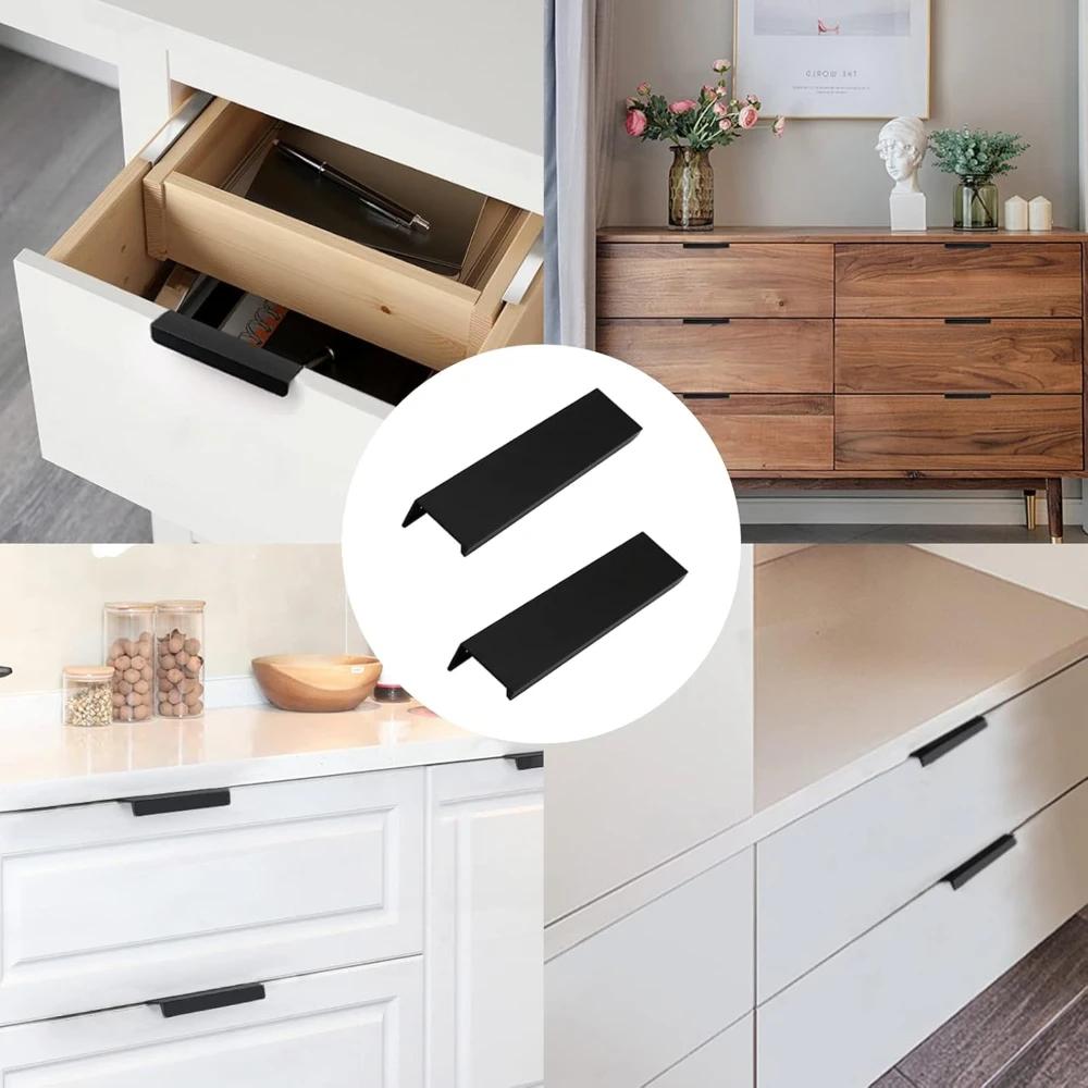 Hidden Cabinet Pulls Drawer Knobs with Screw Long Furniture Handles Aluminum Alloy Kitchen Closet Cupboard Door Handle Hardware