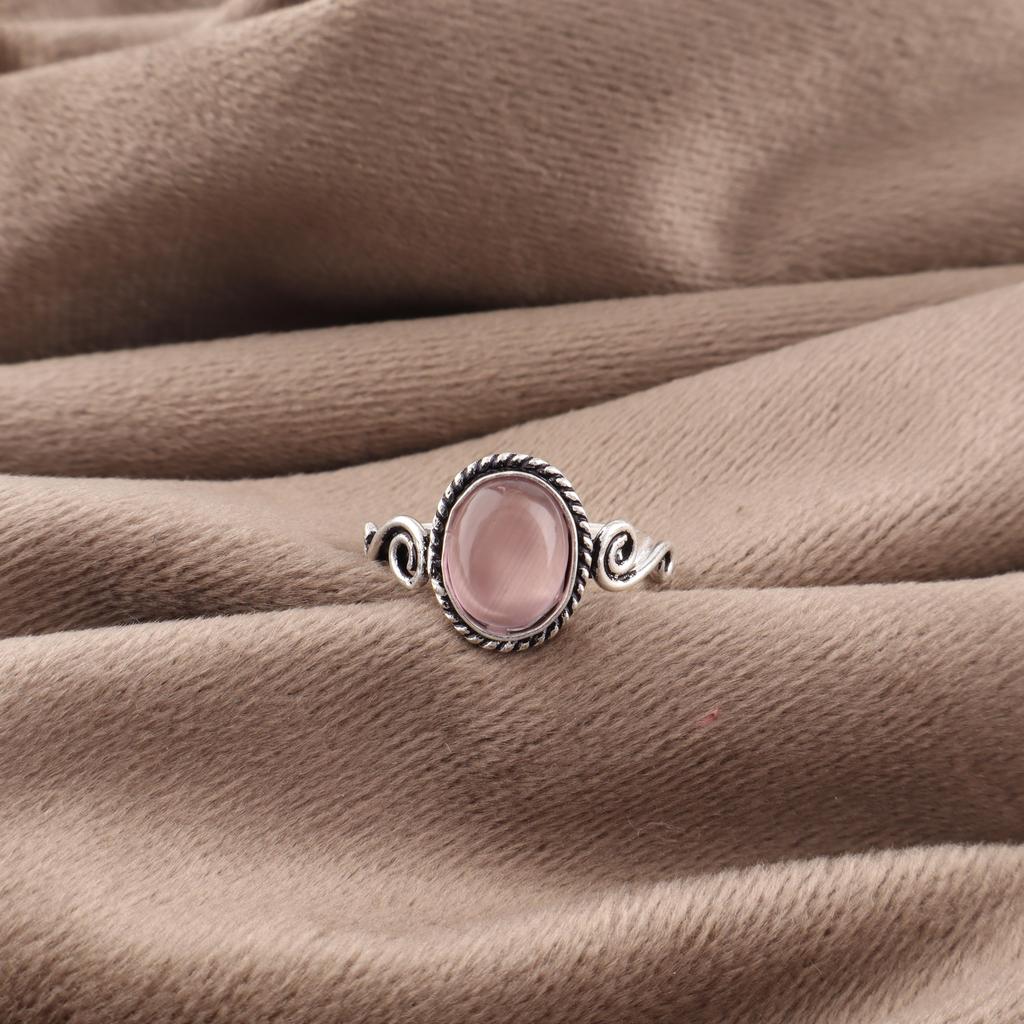 Lila Katzenauge 925 Sterlingsilberring, Handgefertigter Silberschmuck, Wunderschöner Katzenaugen-Edelsteinring Schmuck zum Geschenk