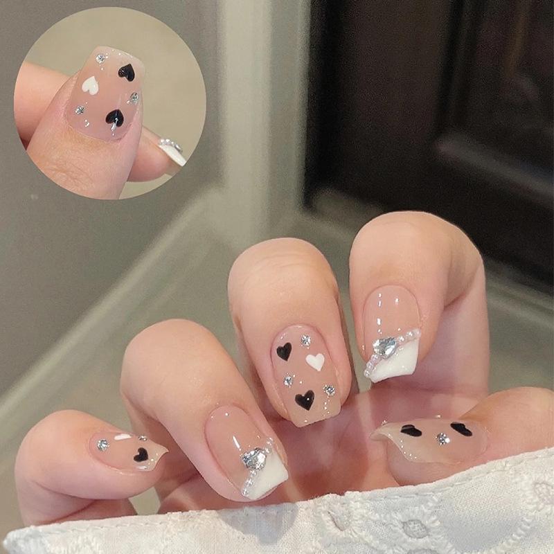 Milky White Heart French Manicure Press-On Gel Nails