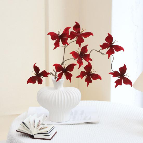 Artificial Butterfly Branches Simulation Stems with 8 Fake Butterflies for Vase Filler DIY Bouquets Home Office Table Decor