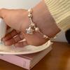 VENTFILLE 925 Sterling Silver Star Love Heart Pendant Round Bead Pearl Bracelet For Girls Sweet Romantic Style Gifts For Lovers
