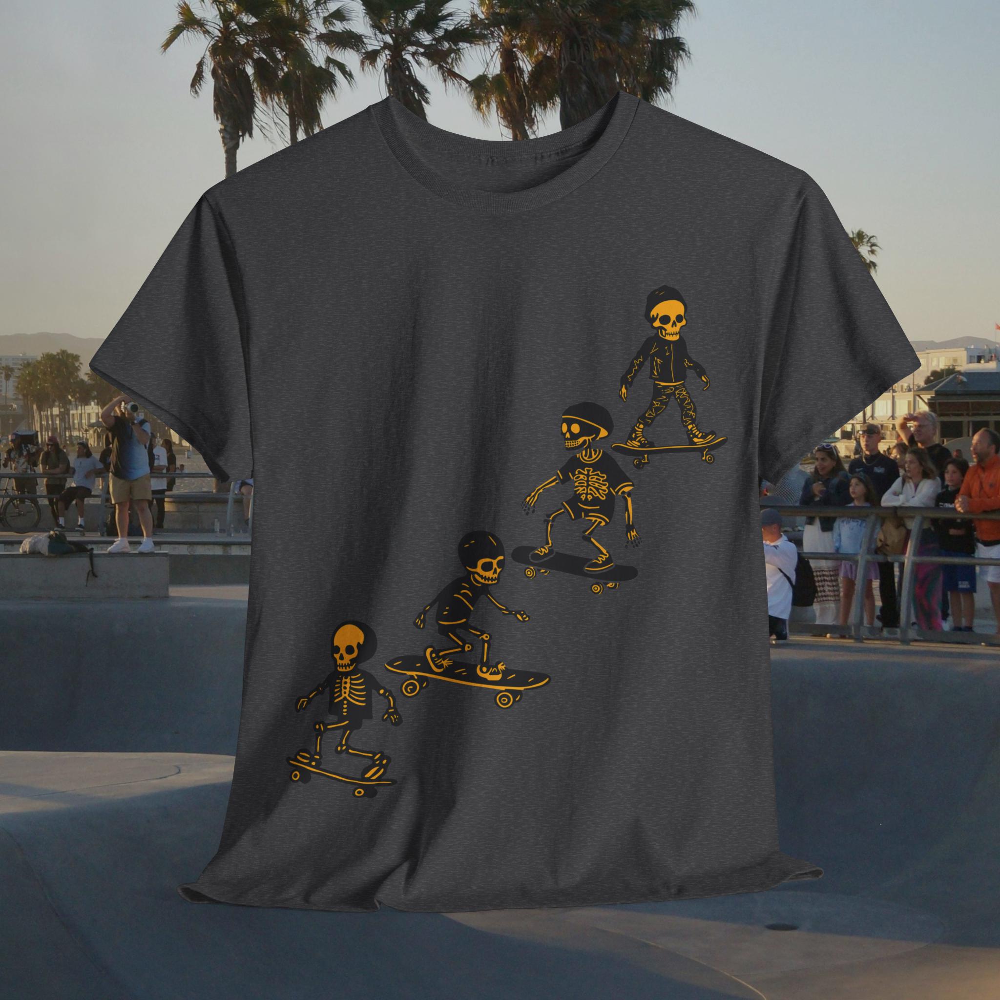 

T-shirt, Skeletons Skate, Skateboarding, Unisex, Skulls, Comic Style Graphic T Shirts Retro Streetwear High-quality Men Tee 4XL