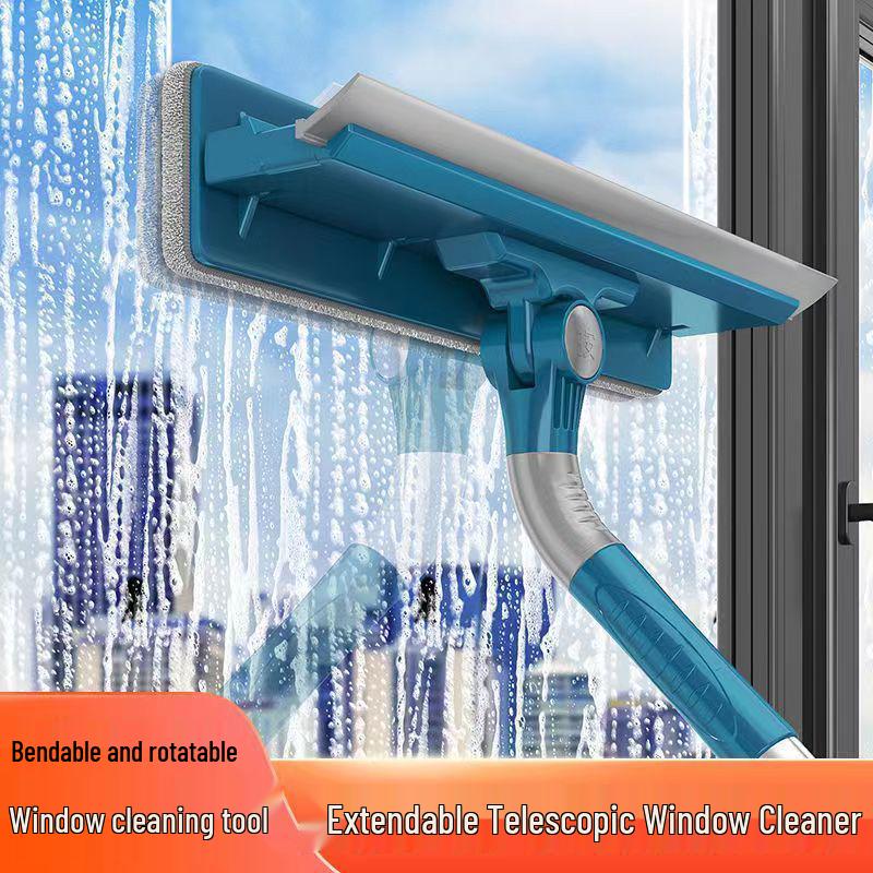 Telescopic Rotating Glass Cleaner – Double-Sided High-Rise Window Squeegee for Households.