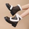 Winter Round Toe Chunky Snow Boots for Women Leather Plush Footwear Trend 2025 Padded Booties Goth Furry New In Woman Shoes Sale