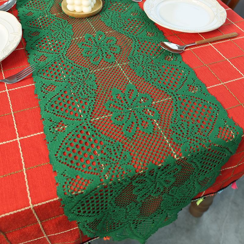 Christmas Table Flag Lace Warp Knitted Doily Festive Party Table Coffee Table Decoration Table Mat Table Flag