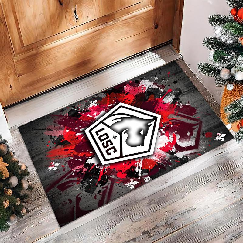 LOSC Lille FC Soccer Football Pattern Soft Area Rug Non Slip Indoor Floor Carpet Sports Decor Mat for Bedroom