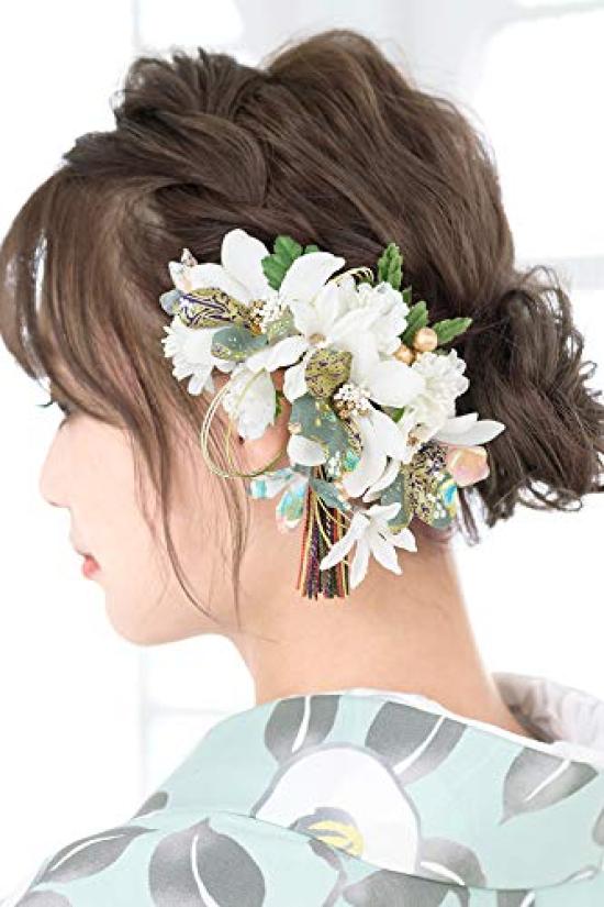 Haare Erwachsenwerden Abschluss 2-teilig Blau Mizuhiki Abschluss Haare Haare Hergestellt in Japan (Soubien) Ornament, Zeremonie, Zeremonie, Set, Weiß, Grün,