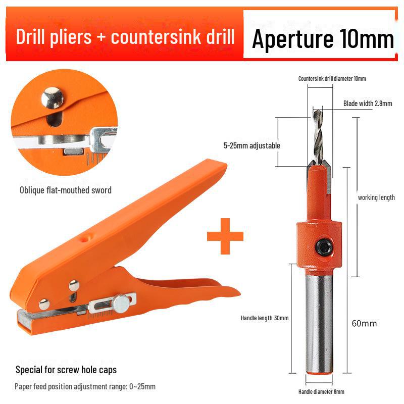 

Три в одном 15-миллиметровые дыроколы для кромкооблицовочных работ с крышкой для винтовых отверстий 8 мм