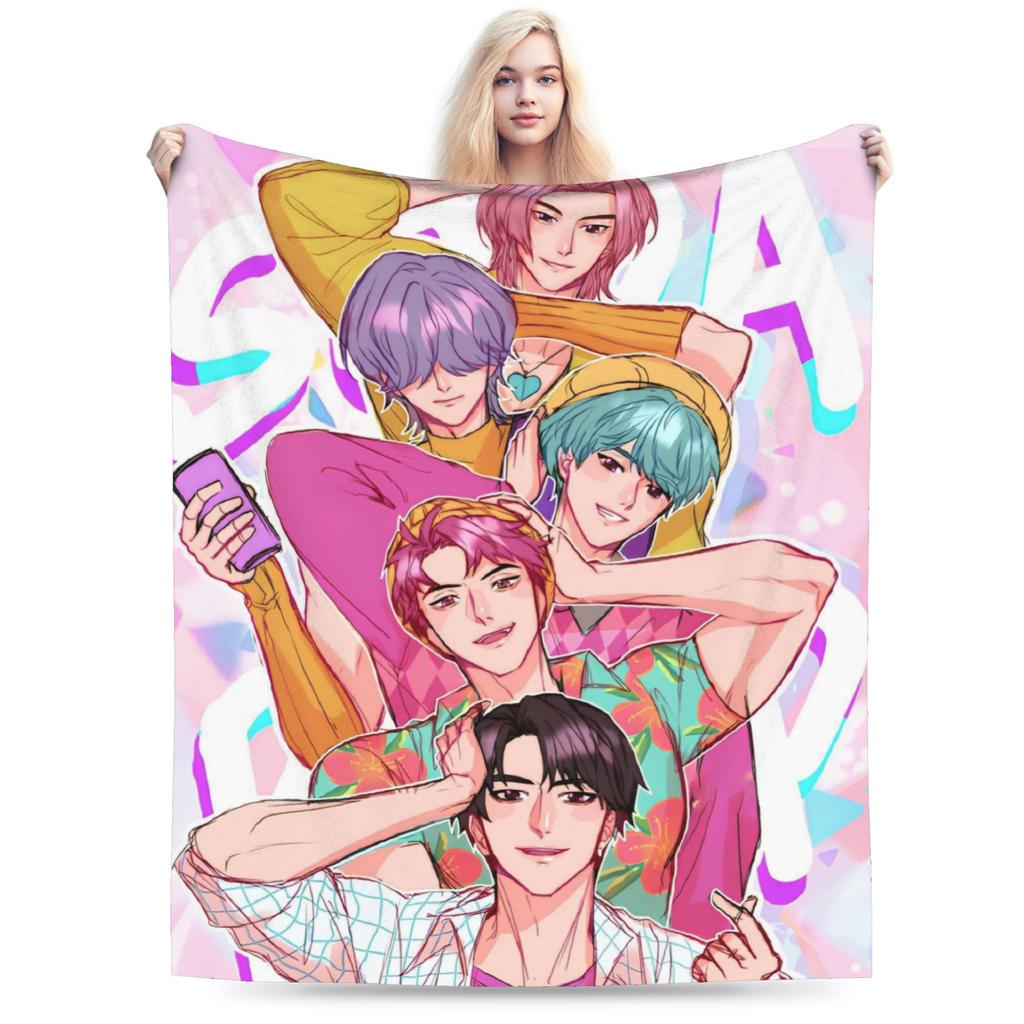 Zoey Kpop Demon Hunters Flannel Blanket Huntrix Awesome Throw Blanket for Home 125*100cm Plush Thin Quilt