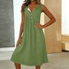 Women's Casual Sleeveless Button-down Mid-length Dress