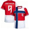 Braut Haaland 9 Norwegen Fußballtrikot Norwegische Flagge Kreuzdruck Beidseitig Atmungsaktiv Schnelltrocknendes Gewebe Rundhalsausschnitt Unisex Kurz