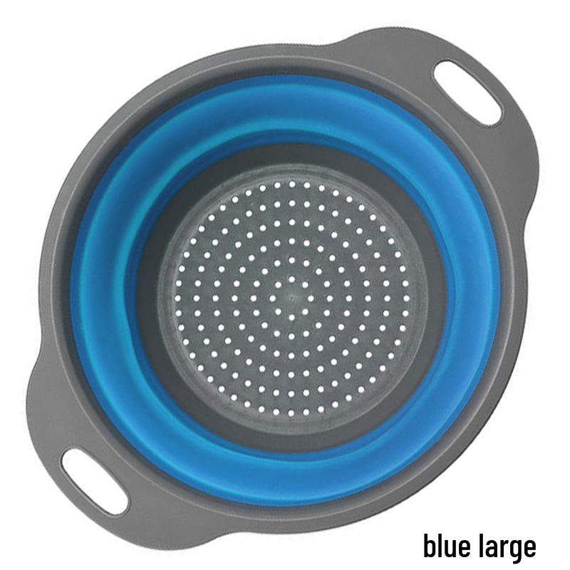 Folding Telescopic Colander: Round Vegetable & Fruit Washing Basket with Drying Rack