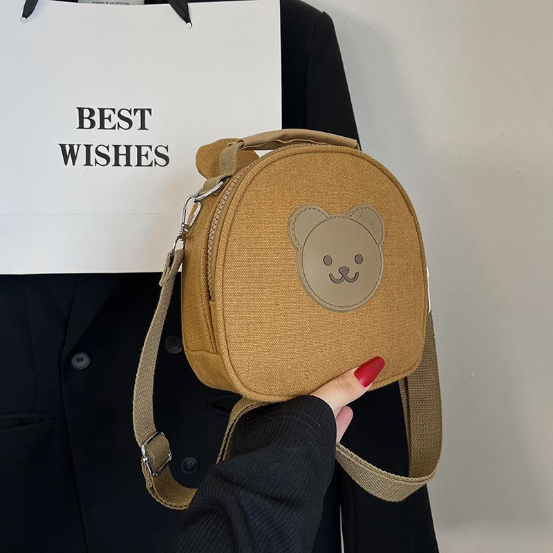 Korea INS bear children's messenger bag cute animal contrasting color versatile boy and girl baby shoulder portable accessories bag