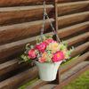 Fake Hanging Plant in Plastic Basket for Outdoor Indoor Patios Courtyards Garden