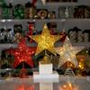Christmas treetop star wrought iron luminous pentagram star light Christmas tree top light top star strip light decoration