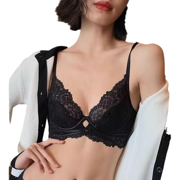 French Sexy Breathable Lace Bra, Thin Minimizer Push-Up Lift Anti-Sag Bra for Full Bust Women