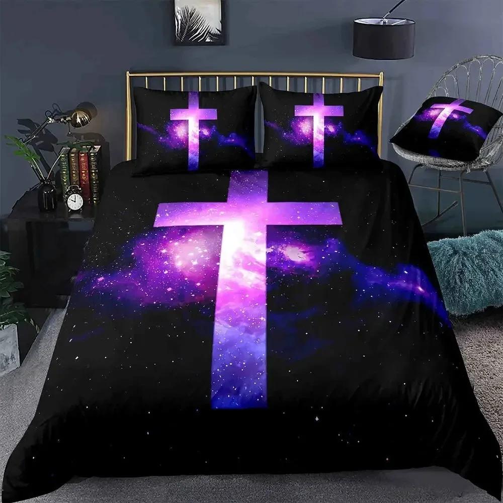 Jesus Cross Christian Christ Believer Comfortable Duvet Cover Pillowcase Bedding Set Children Bedroom Decoration Home Textile