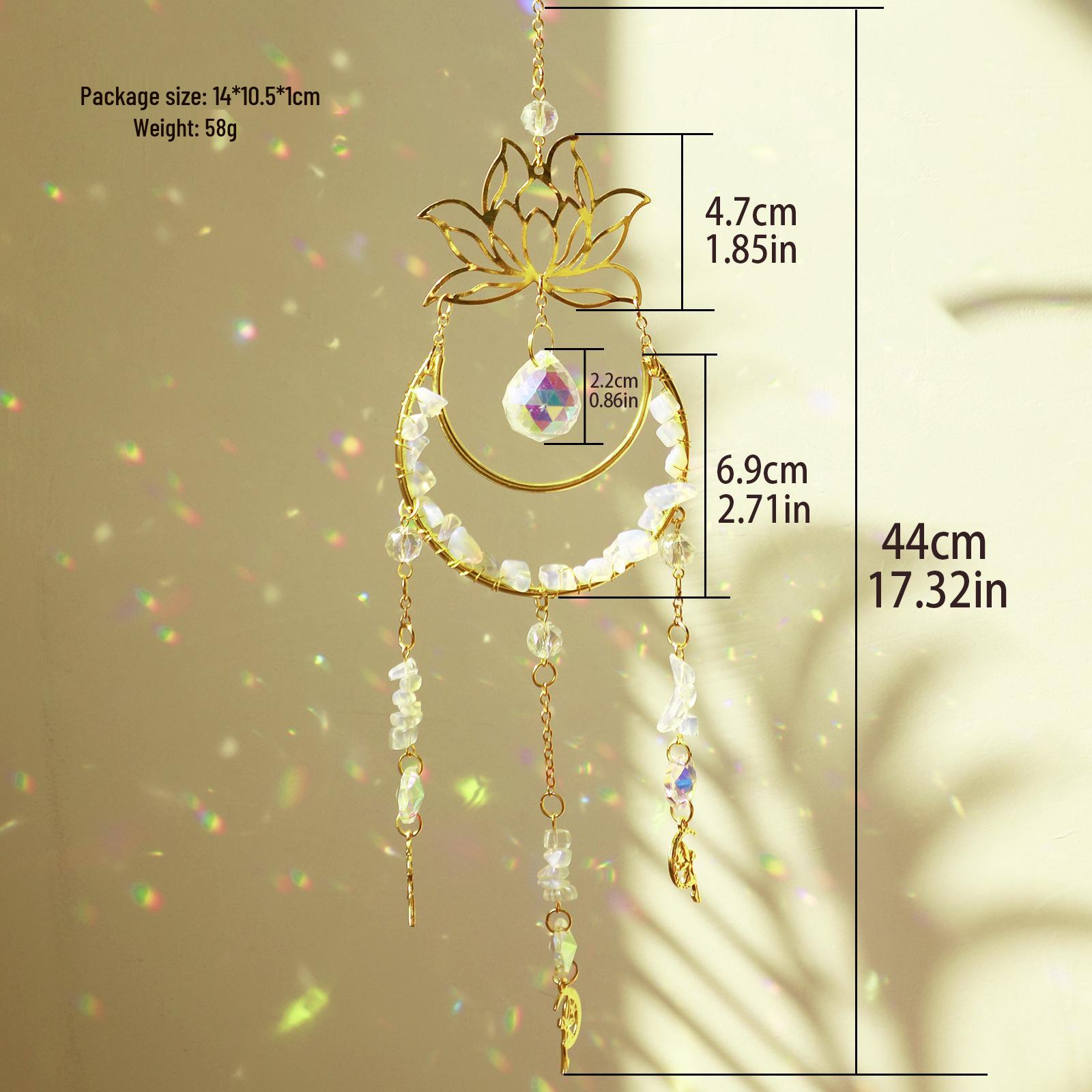 

Blue Lotus Moon Pendant Sun Catcher with Crushed Stone Crystal Ball 44x6.9cm