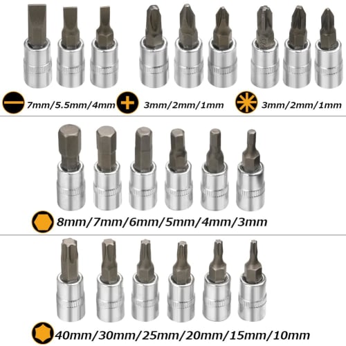 PPRROFORCE 46-Piece Socket Wrench Set with Ratchet Wrench, 6.35mm (1/4 inch) Drive, Hex Socket and Driver, Car and Motorcycle Repair Tools, Storage Ca