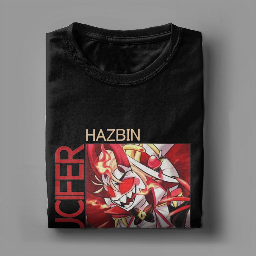 Herren T-Shirts Hazbins Hotels Lucifer Humor Reines Baumwoll T-Shirt Kurzarm T-Shirt Rundhals Kleidung Erwachsener