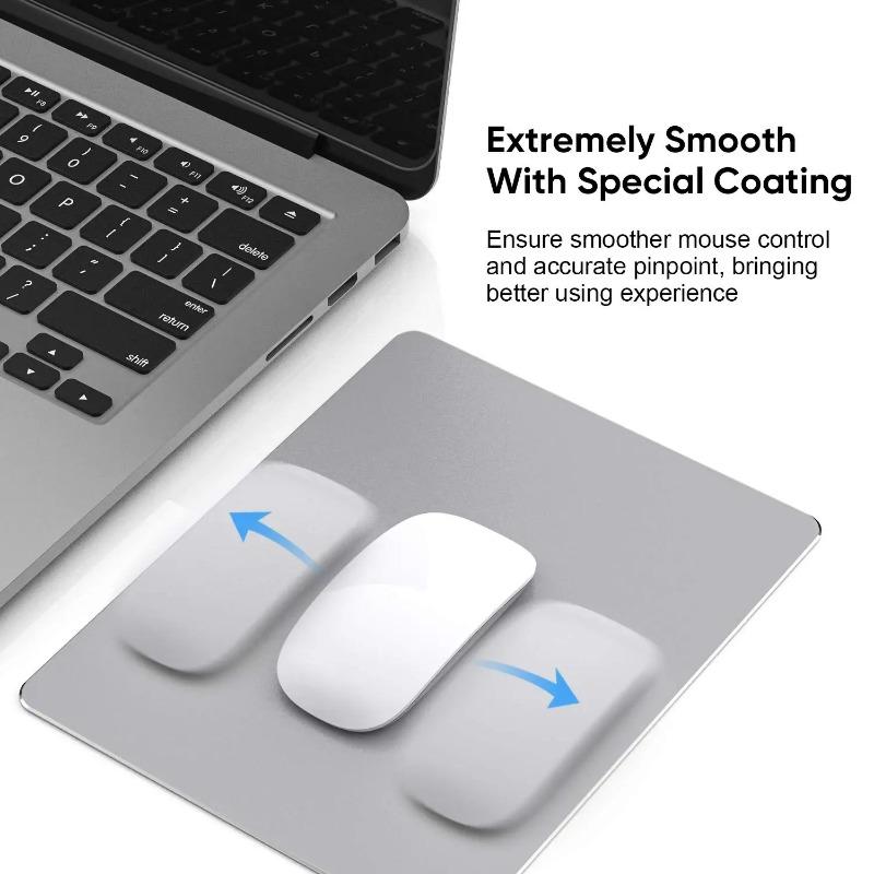 Metal Aluminum Mouse pad Mat Hard Smooth Magic Thin Mousead Double Side Waterproof Fast and Accurate Control for Office Home