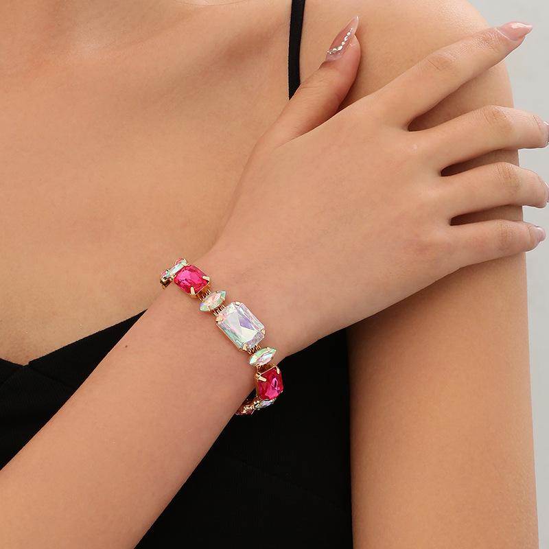 

Летние аксессуары Простой кристальный цветной цирконовый браслет Женские украшения Геометрический разноцветный браслет