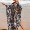 Women's Fashion Vacation Summer Spring Zebra Print Long Sleeve V-Neck Casual Dresses