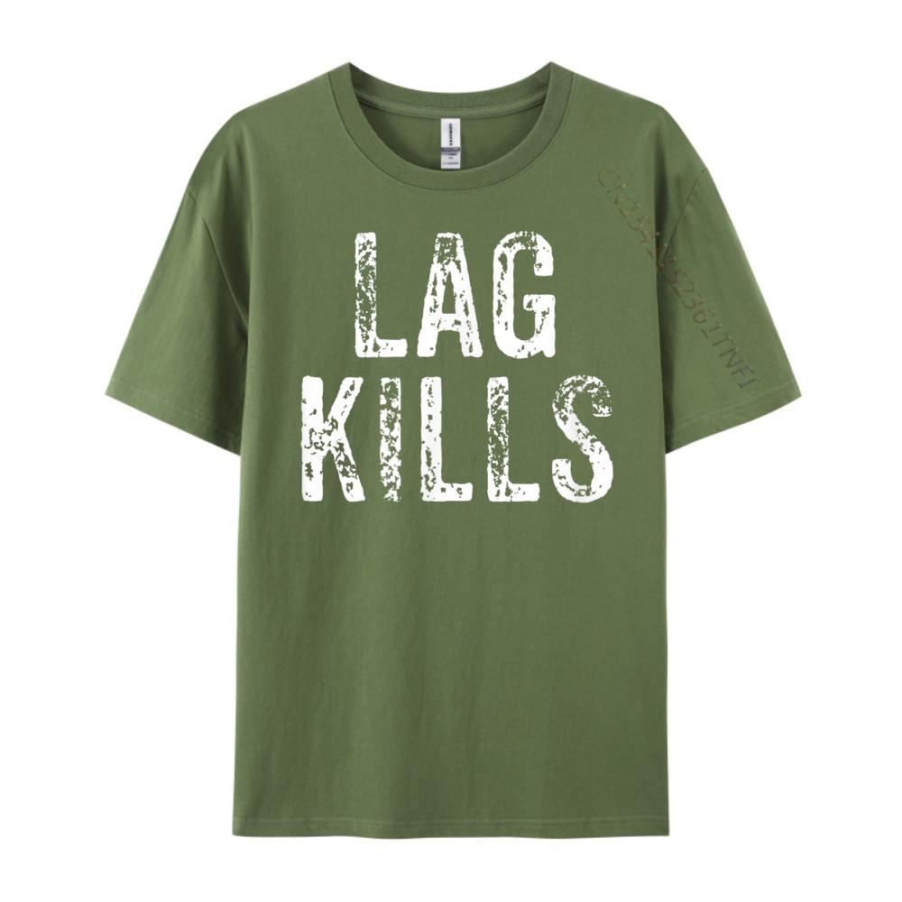 Funny Lag Kills Video Game Pc Hardcore Gamer Mens Clothing Breathable Vintage T Shirts Punk Style Tee