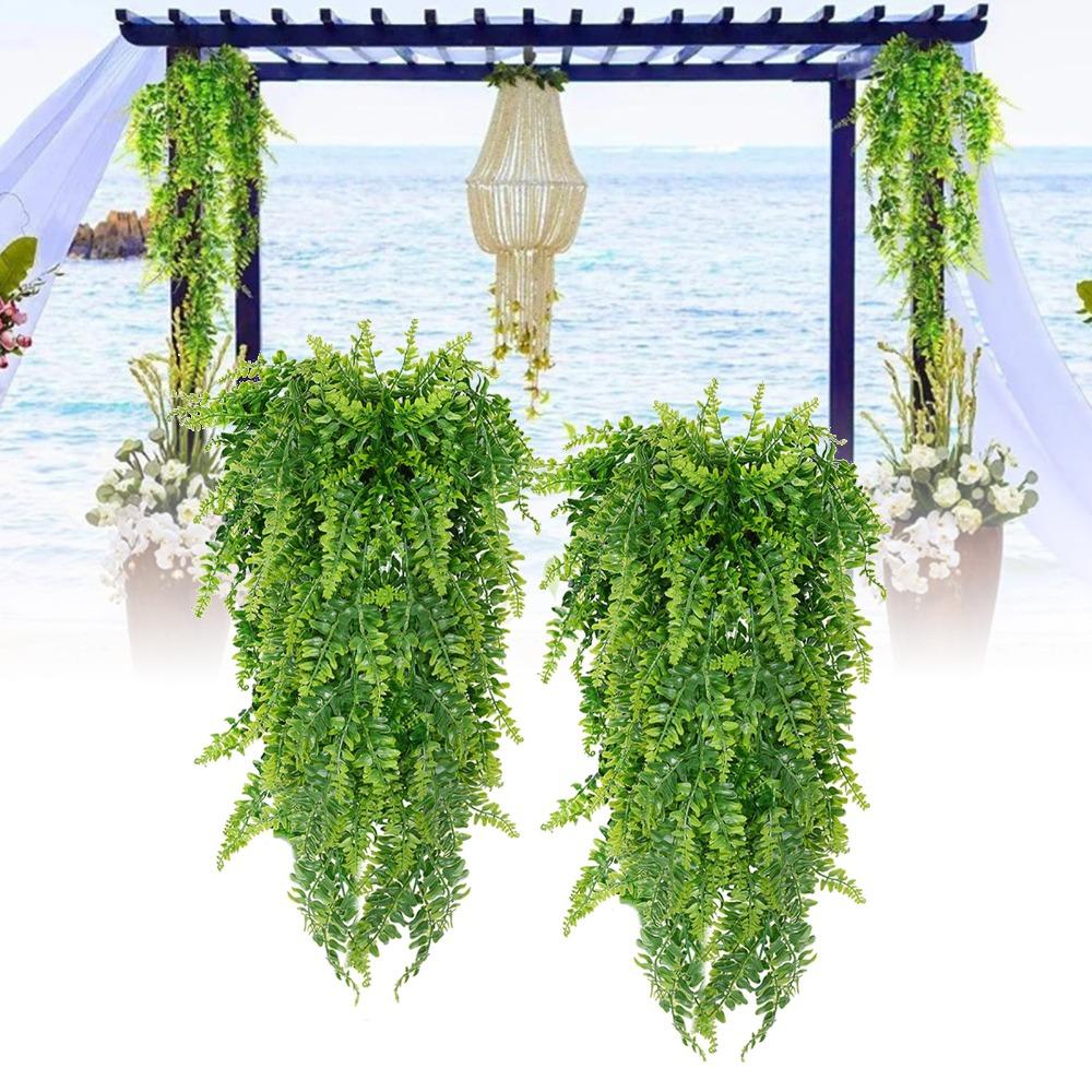 2pcs 29.92in Fake Hanging Plant Green Wall Hanging Plant Decor Artificial Greenery Balcony