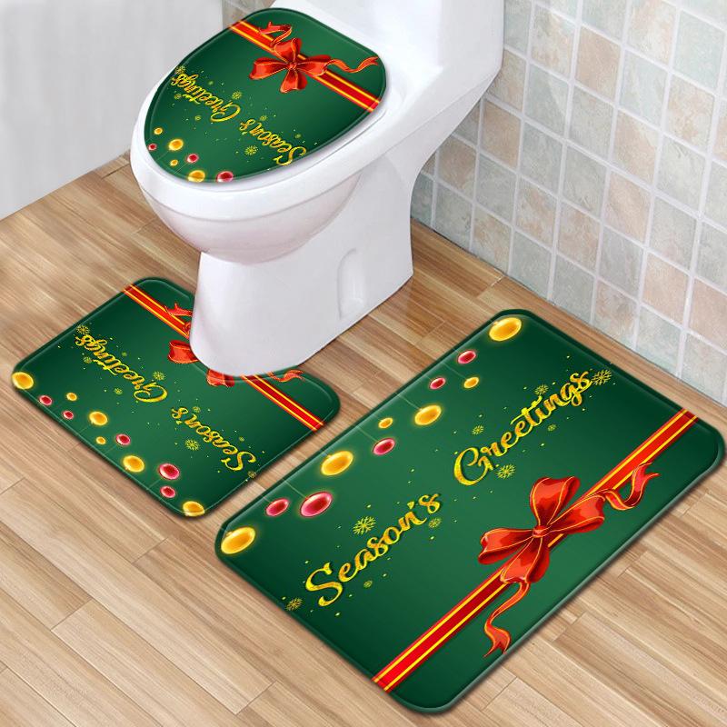 Christmas Bathroom Floor Mat Toilet Three-Piece Set