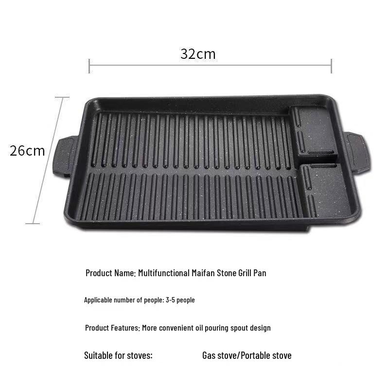 Korean BBQ Maifan Stone Grill Pan - Portable Outdoor Butane Stove Griddle