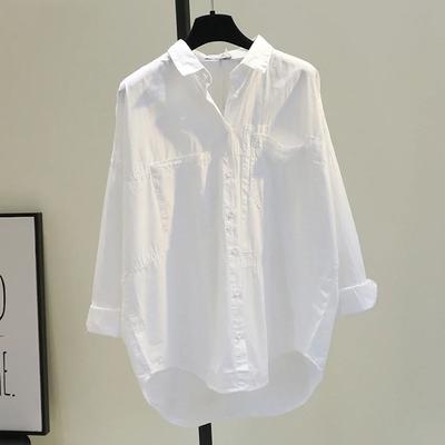2025 Korean Fashion White Women's Shirt New Spring Long Sleeve Blouses Simple Shirts Buttons Office Lady Tops  12616