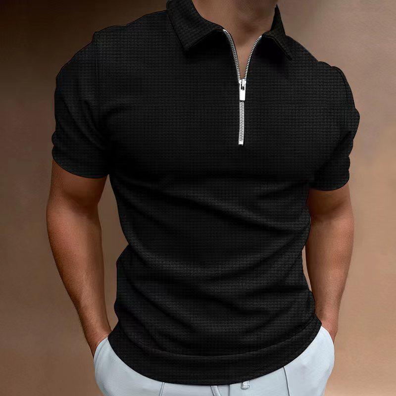 Men's Slim Fit Solid Color Polo Shirt - Short Sleeve, Turn-Down Collar, High-End Summer Tee